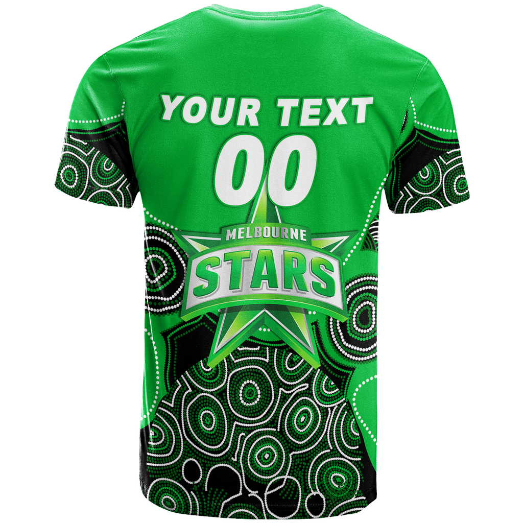 (Custom Personalised) Melbourne Stars Aboriginal Art Cricket 2022 T-Shirt - LT12