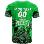 (Custom Personalised) Melbourne Stars Aboriginal Art Cricket 2022 T-Shirt - LT12