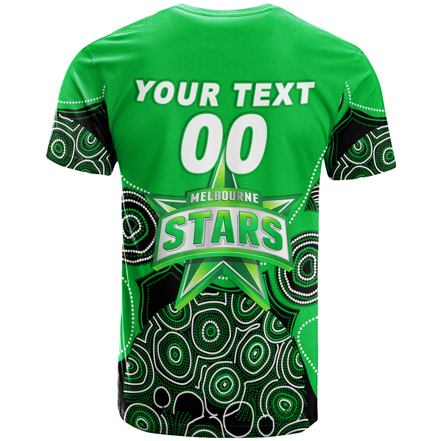 (Custom Personalised) Melbourne Stars Aboriginal Art Cricket 2022 T-Shirt - LT12