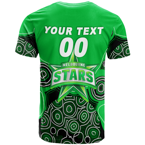 (Custom Personalised) Melbourne Stars Aboriginal Art Cricket 2022 T-Shirt - LT12