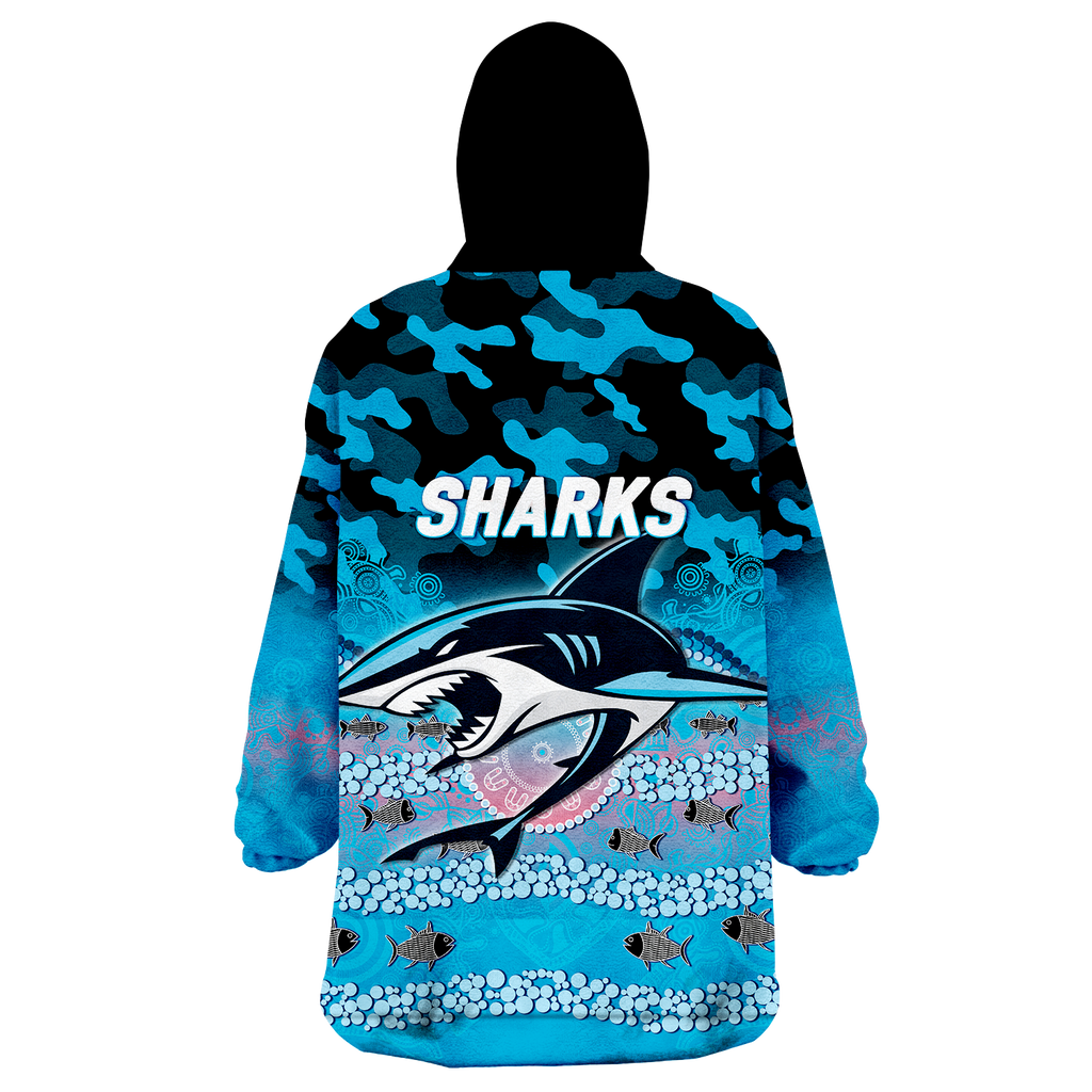 Sharks Rugby ANZAC Day Camouflage Indigenous Art Wearable Blanket Hoodie - LT12