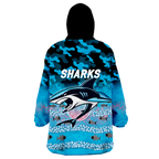 Sharks Rugby ANZAC Day Camouflage Indigenous Art Wearable Blanket Hoodie - LT12