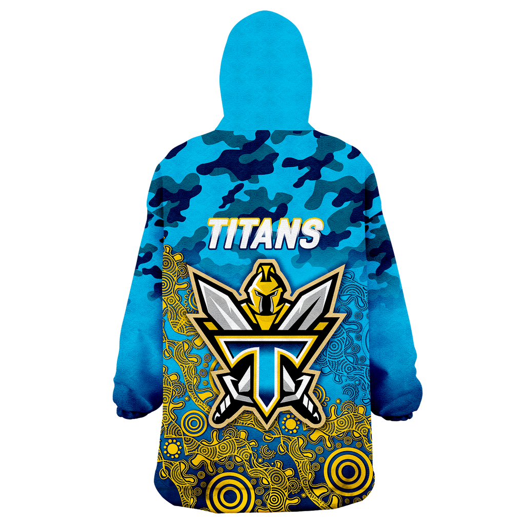 Titans Rugby ANZAC Day Camouflage Indigenous Art Wearable Blanket Hoodie - LT12
