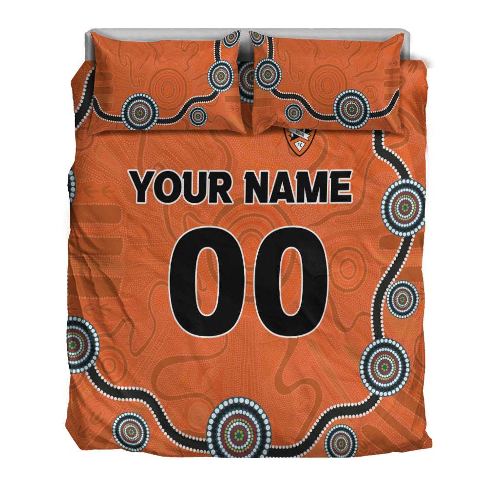 custom-personalised-brisbane-roar-bedding-set-indigenous-dot-painting-art