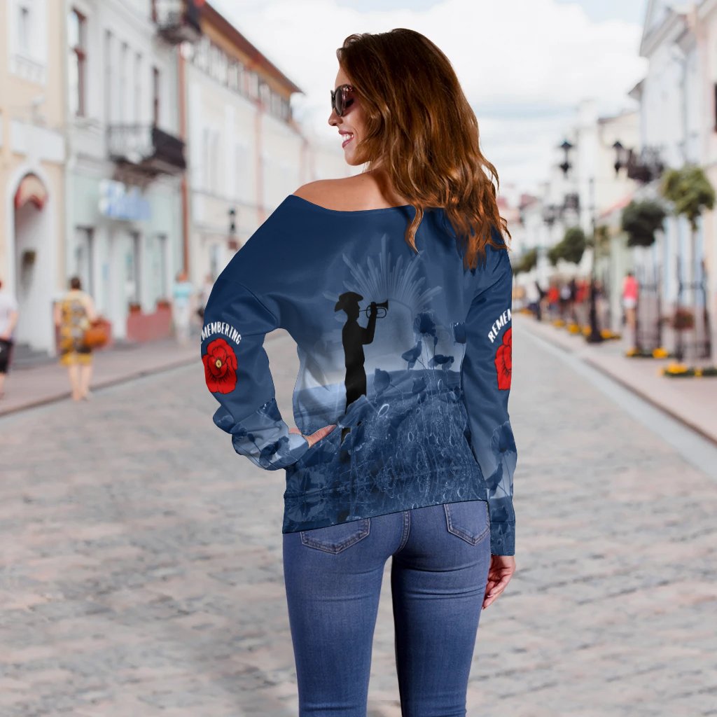 Australia Navy Anzac Women's Off Shoulder - Remembering Our Heroes - Vibe Hoodie