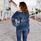 Australia Navy Anzac Women's Off Shoulder - Remembering Our Heroes - Vibe Hoodie