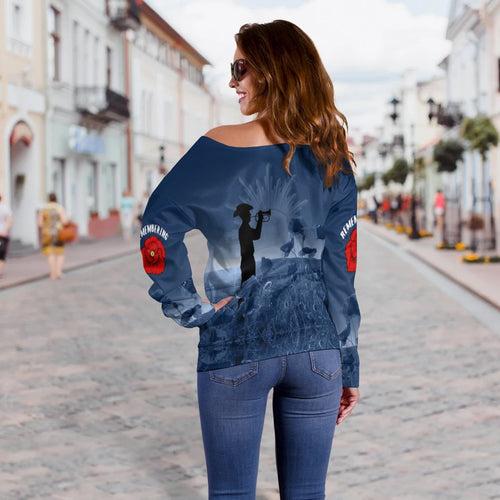 Australia Navy Anzac Women's Off Shoulder - Remembering Our Heroes - Vibe Hoodie