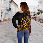Australia Naidoc Week Women's Off Shoulder Sweater - Naidoc Week 2021 - Heal Country - Vibe Hoodie