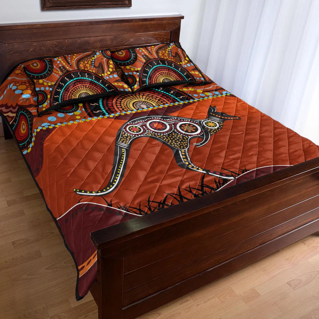 aboriginal-quilt-bed-set-kangaroo-with-dot-painting