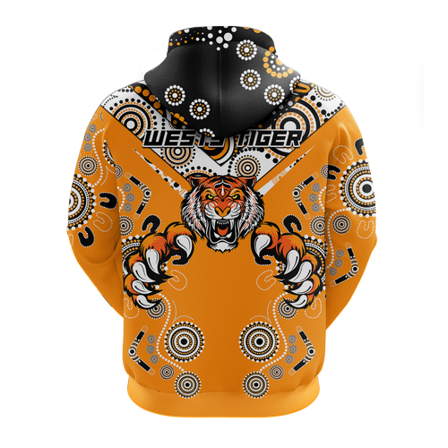 Wests Tiger Rugby Aboriginal Pattern Hoodie - LT2