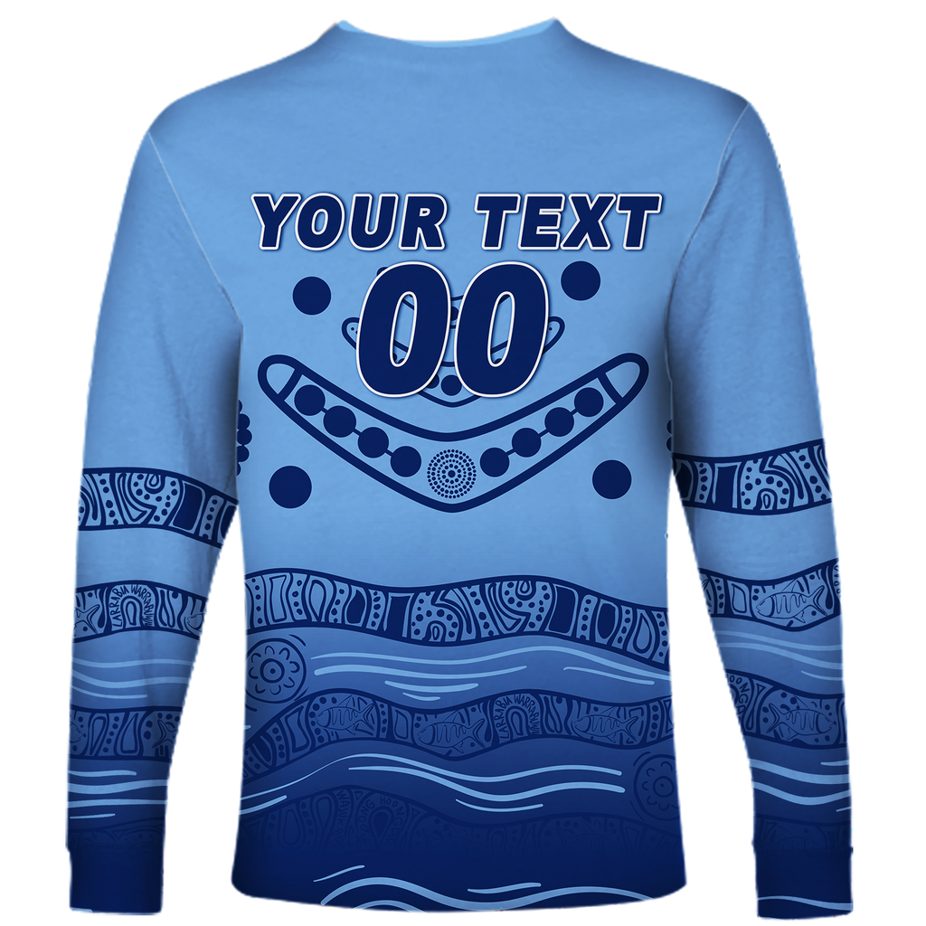 (Custom Personalised) New South Wales Blues Aboriginal  Indigenous Long Sleeve Shirt - LT12