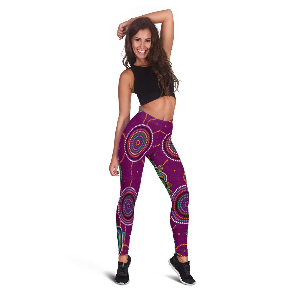 legging-aboriginal-turtle-purple-australia-dot-patterns