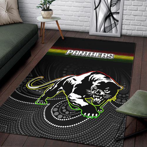 Black Panthers Rugby League Aboriginal Area Rug - LT2