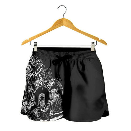 Aboriginal Women's Short, Torres Strait Islands in Wave (Black) - Vibe Hoodie