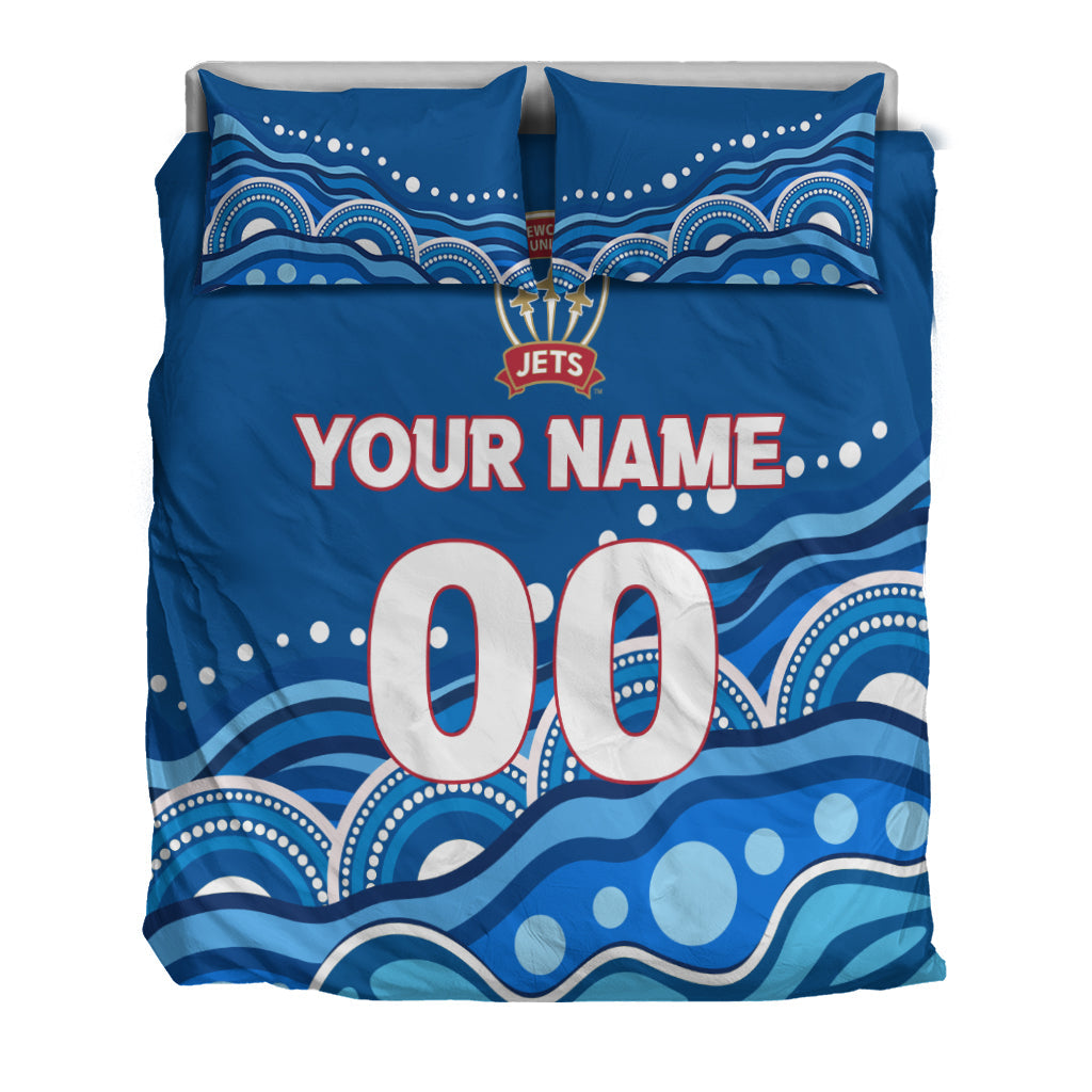 custom-personalised-newcastle-jets-bedding-set-indigenous-dot-painting-art