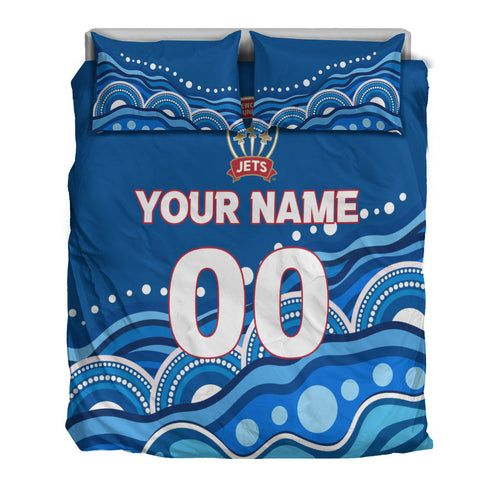 custom-personalised-newcastle-jets-bedding-set-indigenous-dot-painting-art