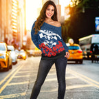 Geelong Cats Anzac Day Women Off Shoulder Sweater - Indigenous Art
