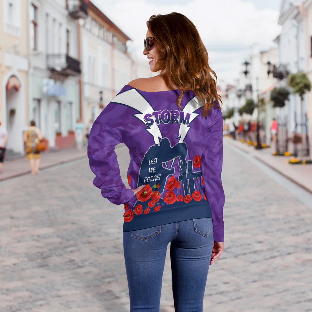 Melbourne Storm Anzac Day Camo Women Off Shoulder Sweaters