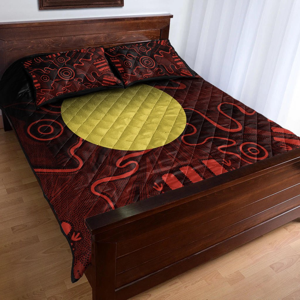 aboriginal-quilt-bed-set-indigenous-flag-grunge-style