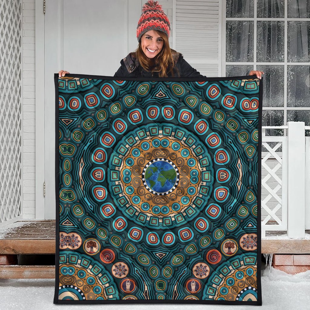 premium-quilt-aboriginal-green-dot-painting-with-earth