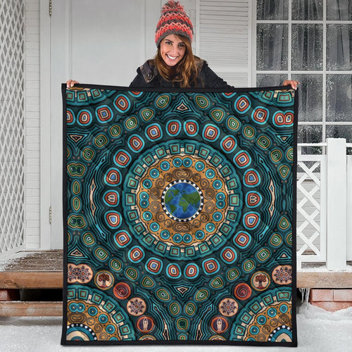 premium-quilt-aboriginal-green-dot-painting-with-earth