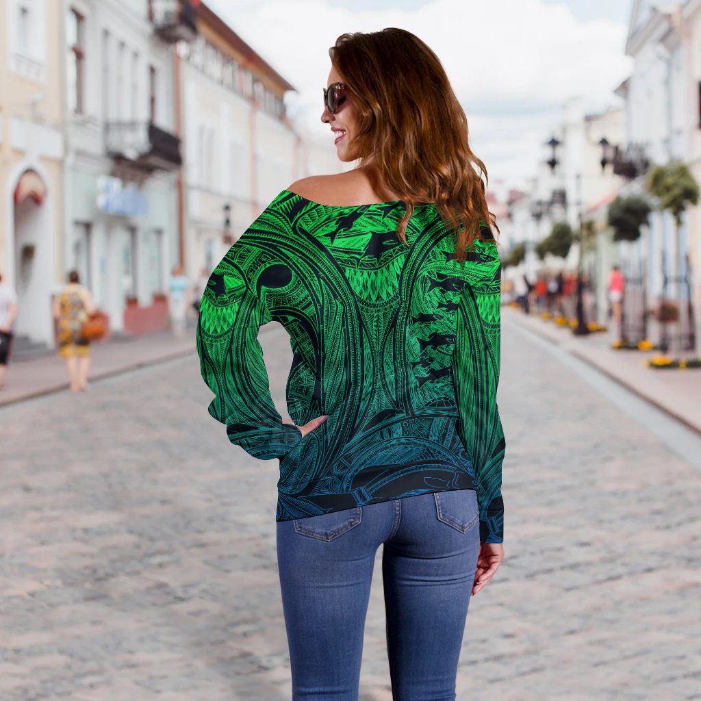 Torres Strait Islanders Off Shoulder Sweater - Ocean Art - Vibe Hoodie