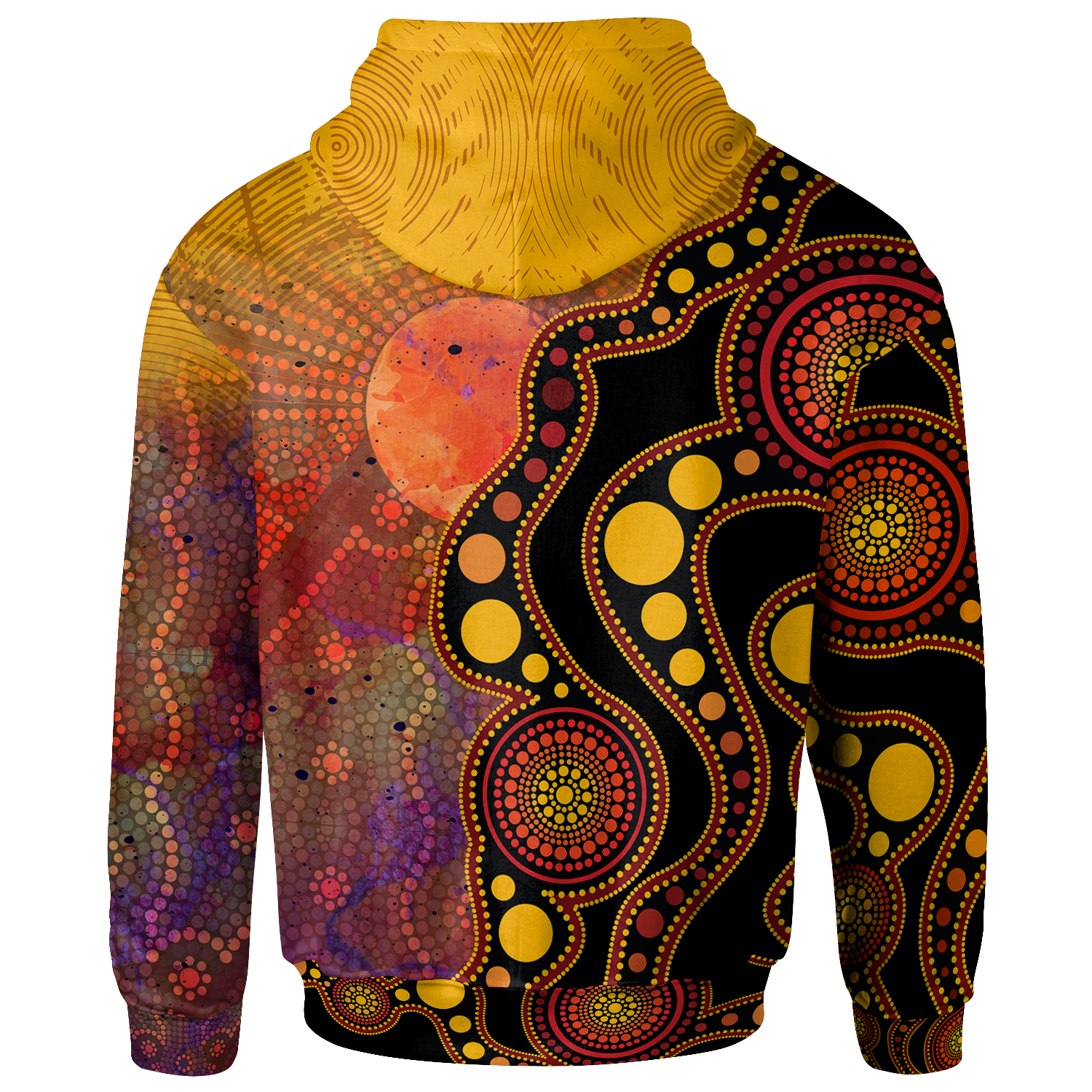 kid-aboriginal-zip-up-hoodie-australia-indigenous-flag-circle-dot-painting-art-golden