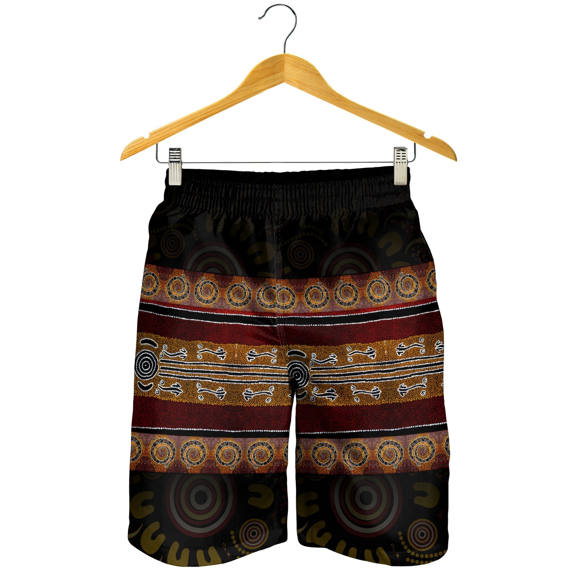 men-short-aboriginal-dot-panting-art-horizontal-lines