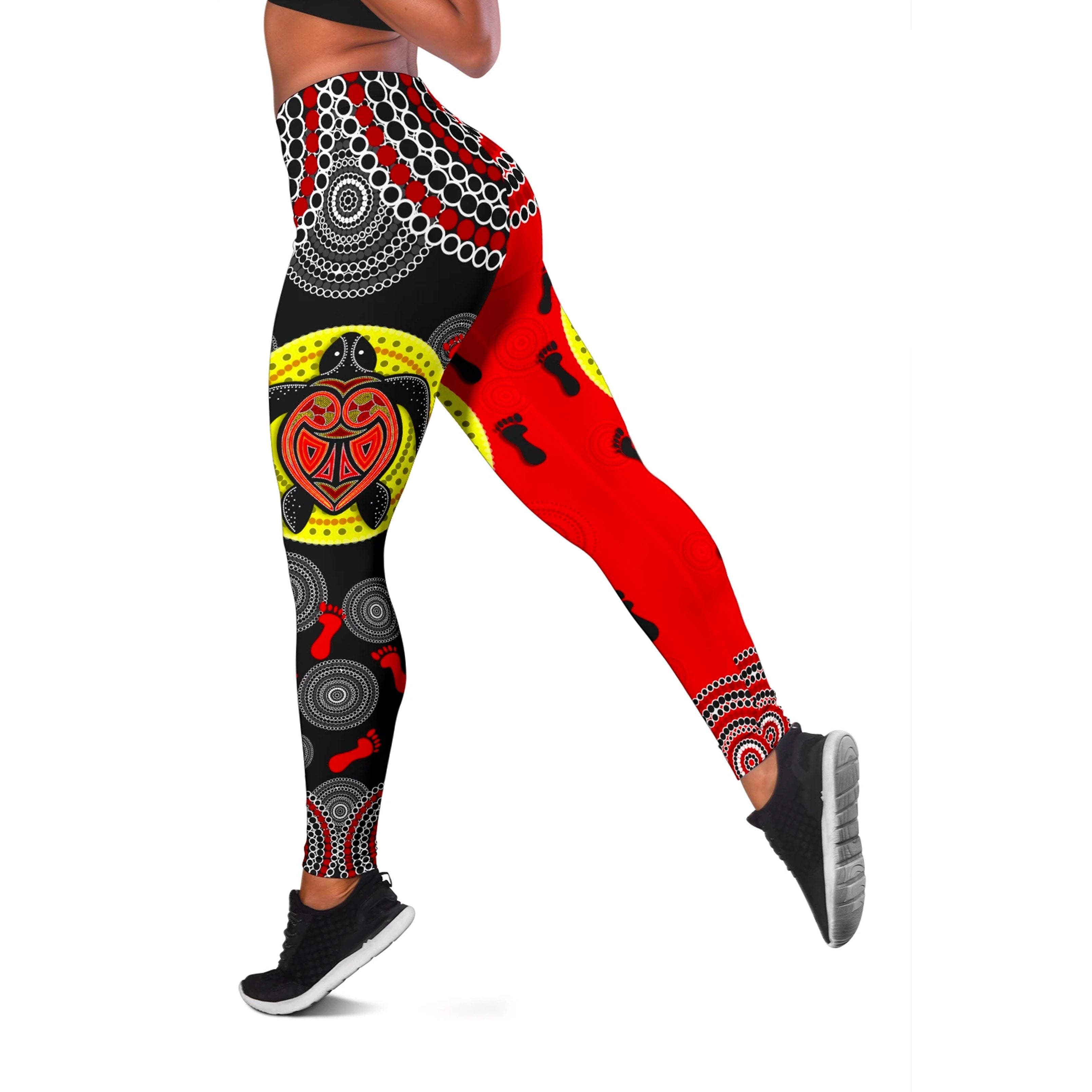 aboriginal-legging-turtle-footprint-circle-dot-painting