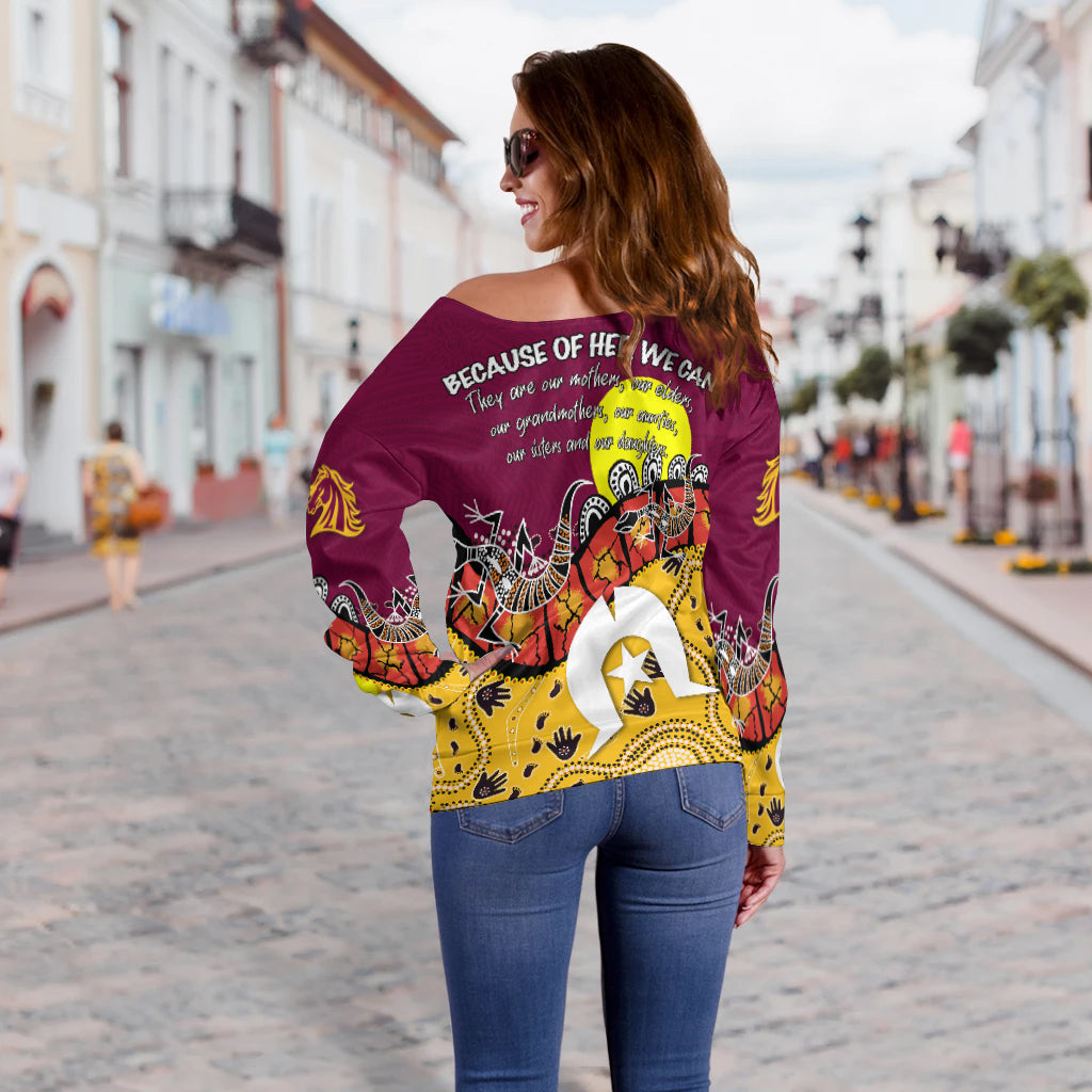 Brisbane Broncos Off Shoulder Sweater NAIDOC Week - Aboriginal and Torres Strait Islander LT4 - Vibe Hoodie