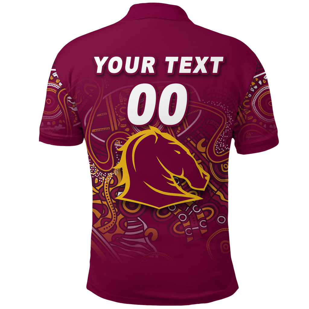 (Custom Personalised) Brisbane Broncos Rugby Indigenous Polo Shirt - LT12