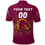 (Custom Personalised) Brisbane Broncos Rugby Indigenous Polo Shirt - LT12