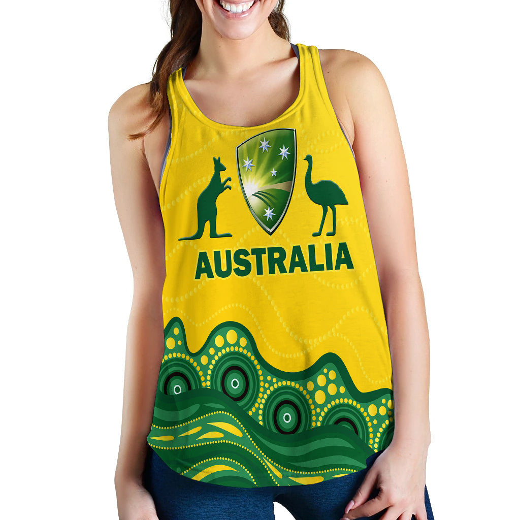 (Custom Personalised) Australia Cricket Aboriginal Pattern Women Tank Top - LT2
