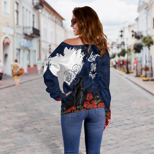 Anzac Day Women's Off Shoulder Sweater - Australia Anzac Day 2021 - Vibe Hoodie