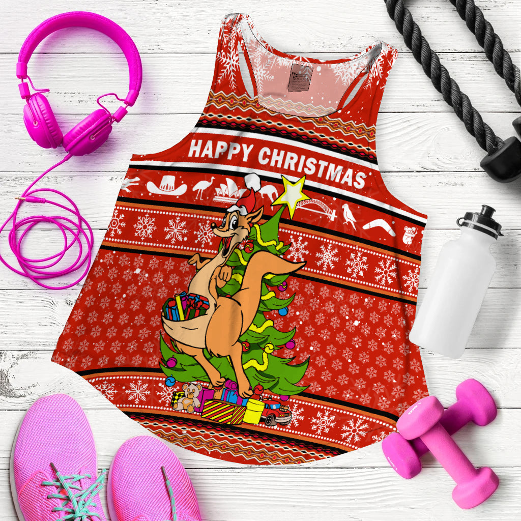 (Custom Personalised) Australia Christmas Kangaroo Aboriginal Pattern Women Tank Top - LT2