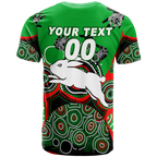 (Custom Personalised) Rabbitohs Rugby Aboriginal Art T-Shirt - LT12