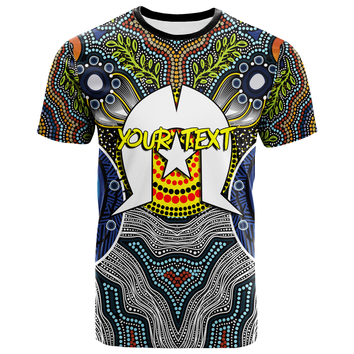 custom-personalised-naidoc-week-2022-get-up-stand-up-show-up-aboriginal-dot-art-t-shirt