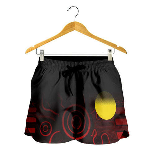 Aboriginal Women's Shorts - Indigenous Flag Grunge Style - Vibe Hoodie