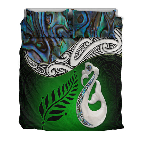 new-zealand-maori-bedding-set-manaia-paua-shell-glitter-green