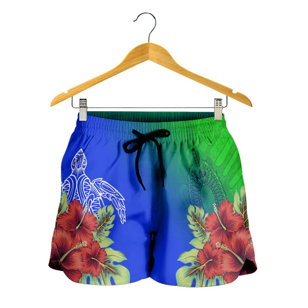 Torres Strait Islanders Women Shorts - Ocean Hibiscus - Vibe Hoodie