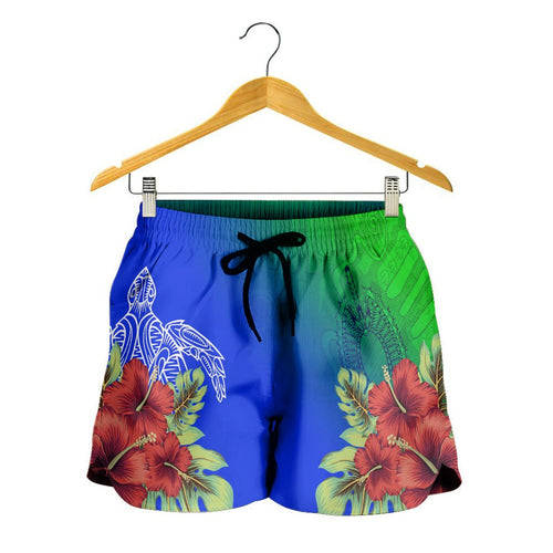 Torres Strait Islanders Women Shorts - Ocean Hibiscus - Vibe Hoodie
