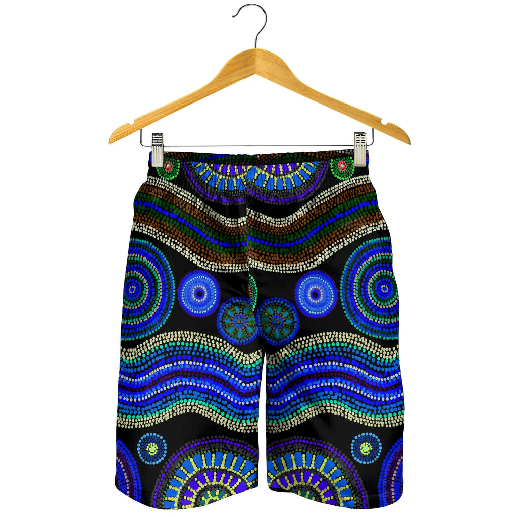 men-short-aboriginal-dot-unique-style-blue