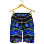 men-short-aboriginal-dot-unique-style-blue