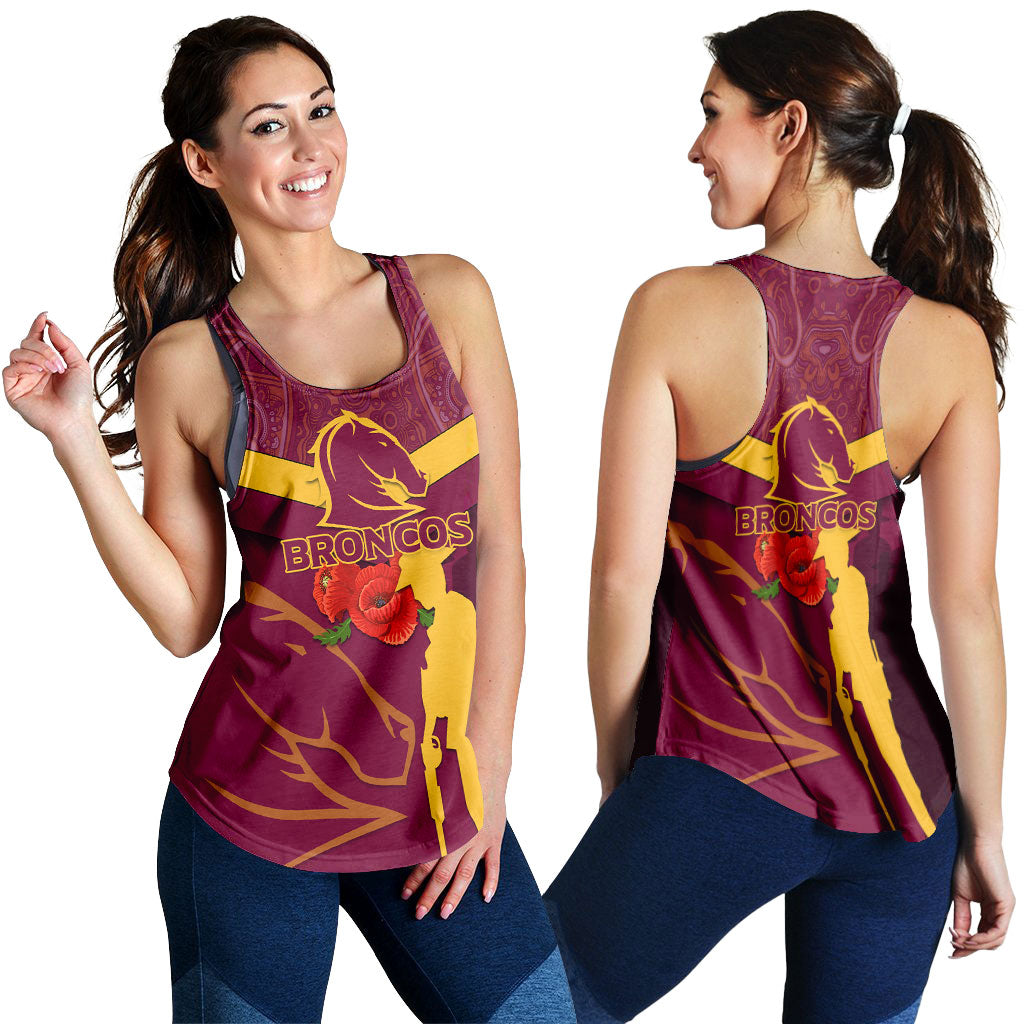 Brisbane Broncos Anzac Day Women Tank Top - Indigenous Art