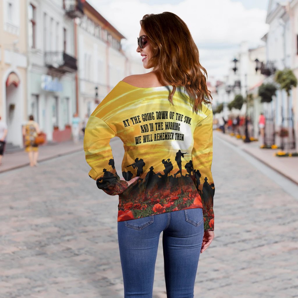 Anzac Women's Off Shoulder Sweater - Australian and New Zealand Army Corps - Vibe Hoodie