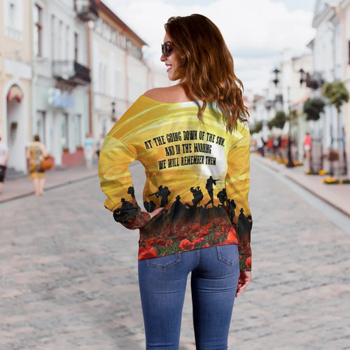 Anzac Women's Off Shoulder Sweater - Australian and New Zealand Army Corps - Vibe Hoodie