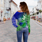 Torres Strait Islander Women's Off Shoulder Sweater - Feather Torres Aether BN15T - Vibe Hoodie