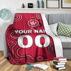 custom-personalised-western-sydney-wanderers-blanket-indigenous-dot-painting-art