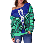 Torres Strait Women's Off Shoulder Sweater - Torres Strait Symbol And Aboriginal Patterns - Vibe Hoodie