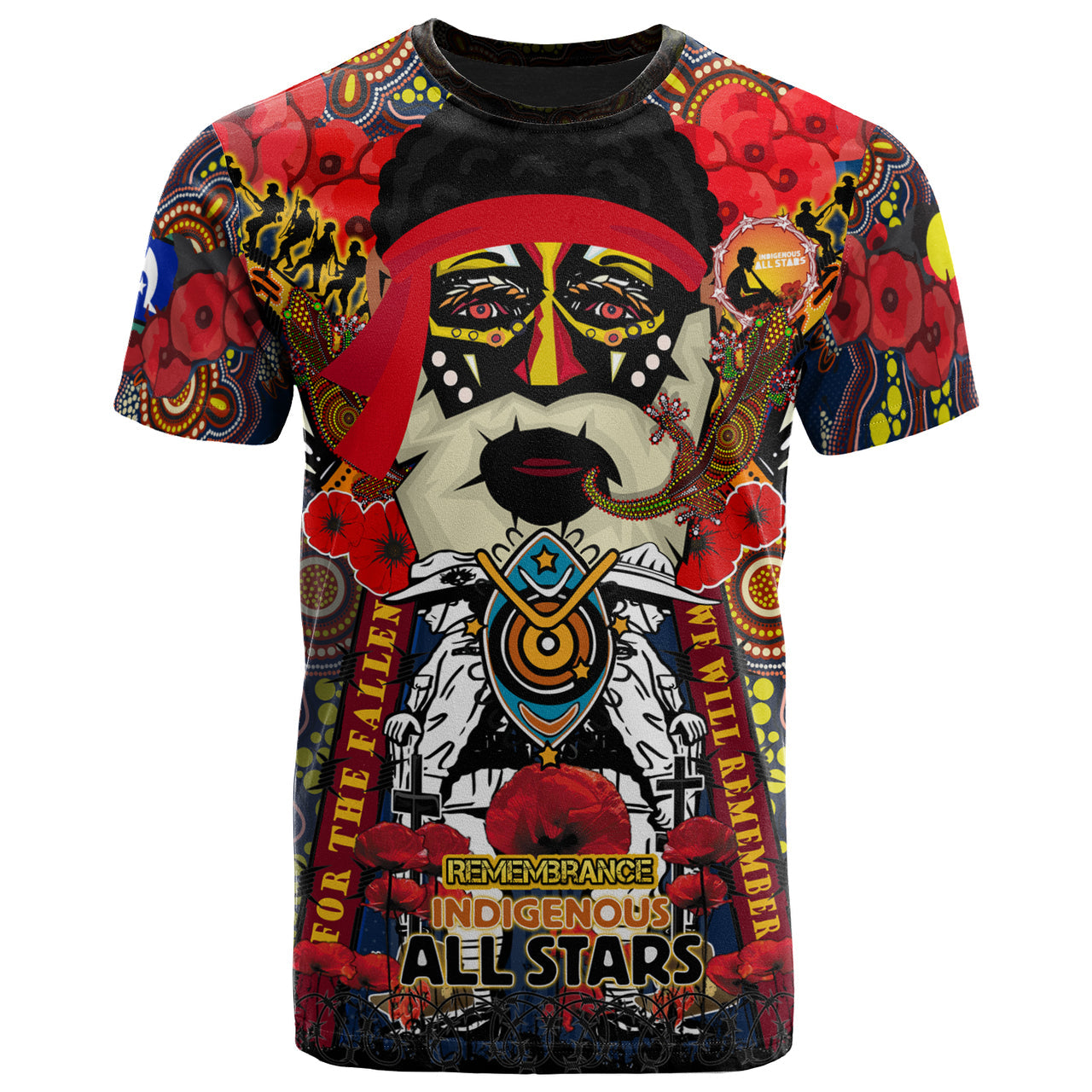 all-stars-rugby-anzac-day-custom-watercolour-t-shirt-remembrance-indigenous-dreamtime-with-poppy-flower